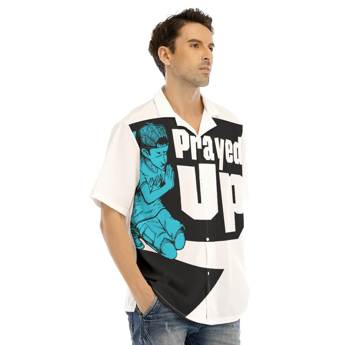 All-Over Print Men's Hawaiian Shirt With Button Closure