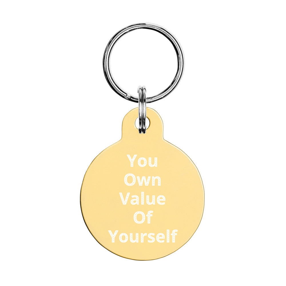 Engraved pet ID “YOVOY” tag