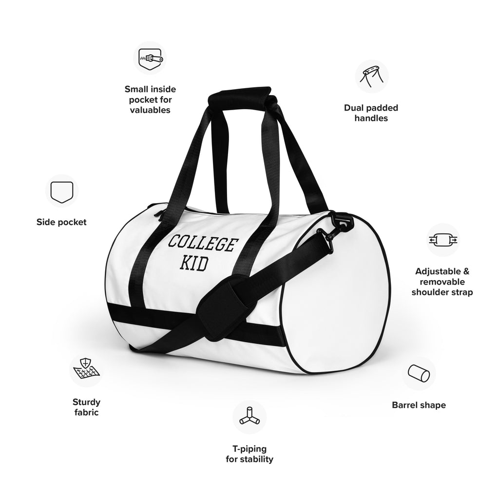 “COLLEGE KID” All-over print gym bag