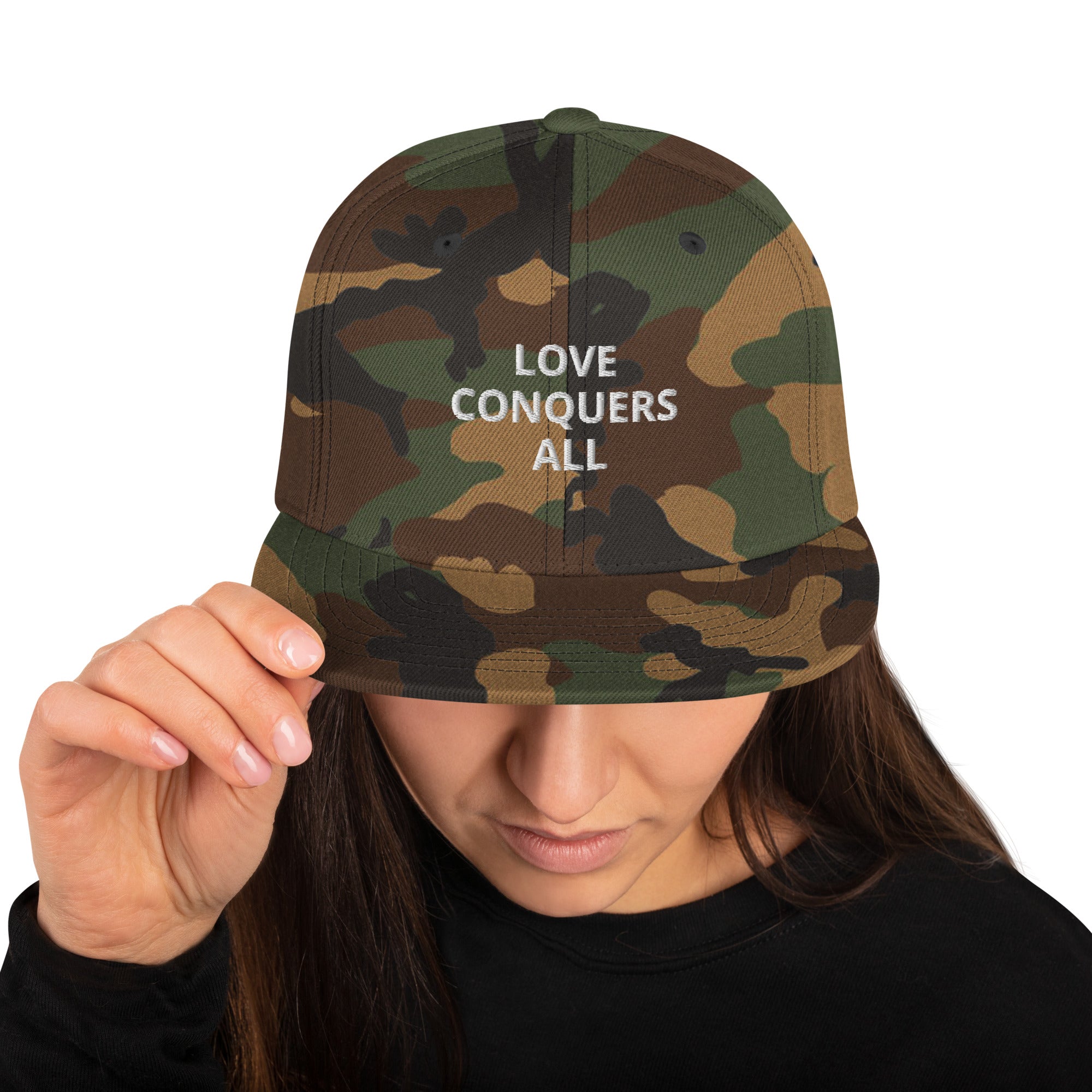 “Love conquers” Snapback Hat