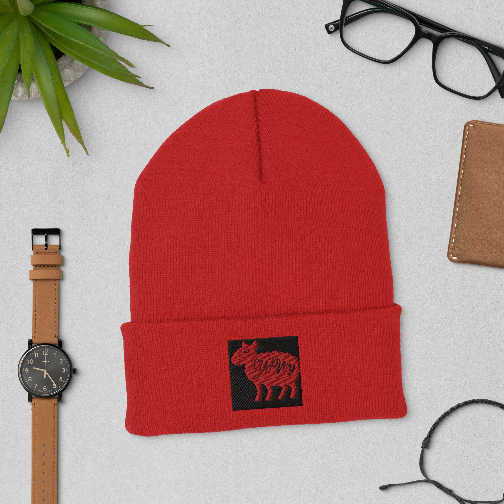 “YOVOY Sheep Red” Cuffed Beanie