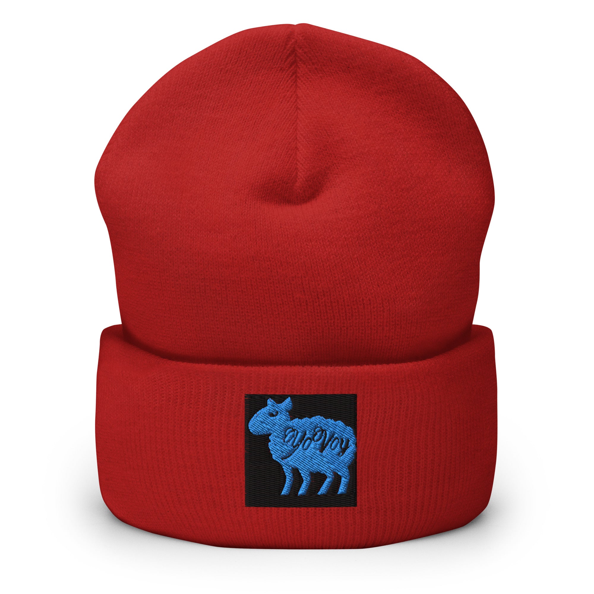 “YOVOY Sheep Baby Red” Cuffed Beanie