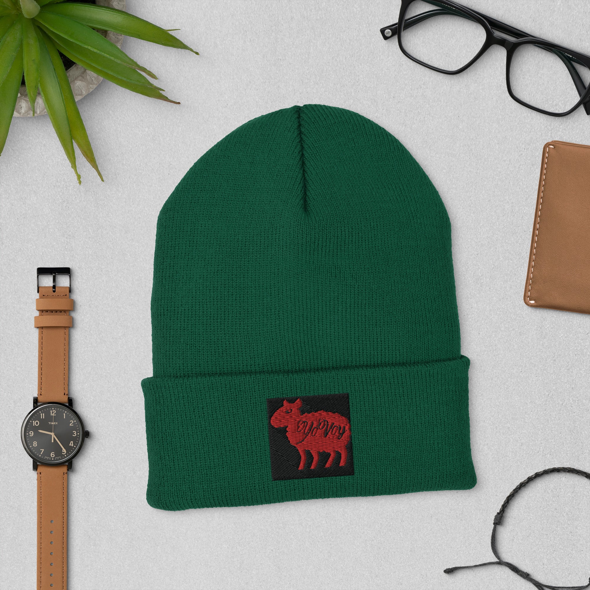 “YOVOY Sheep Red” Cuffed Beanie