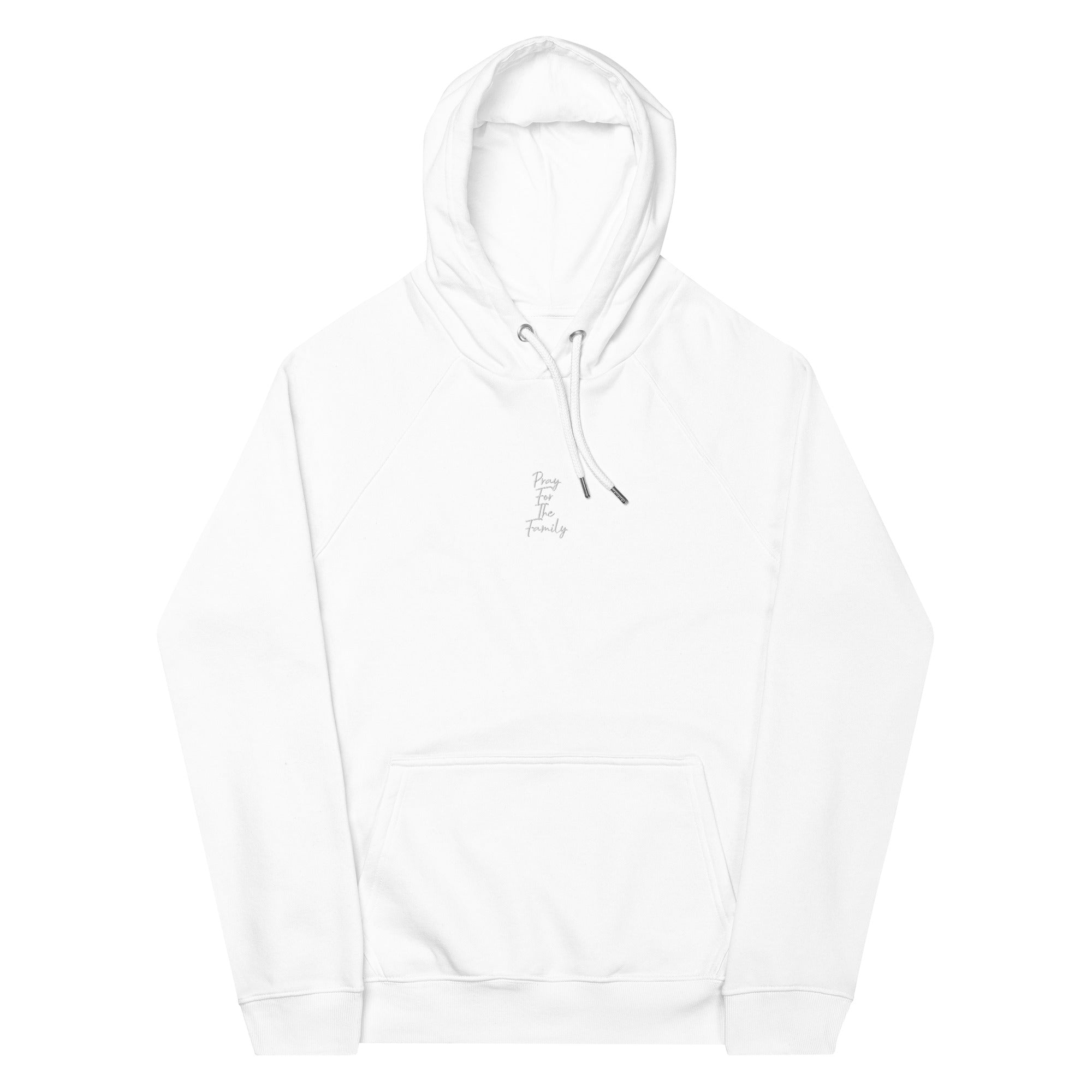 “Pray for the family” Unisex eco raglan hoodie