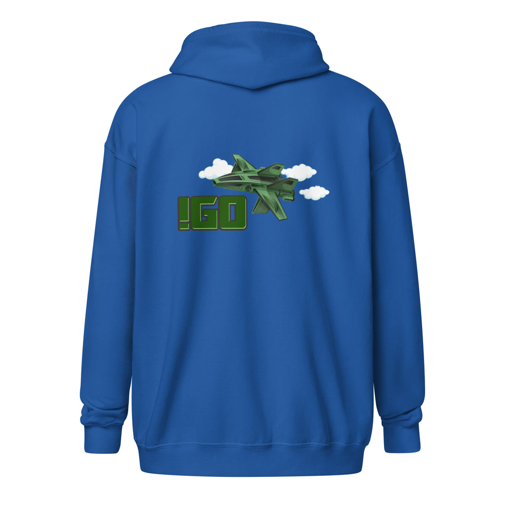 “IGO Fly Gear Front Back” Unisex zip hoodie