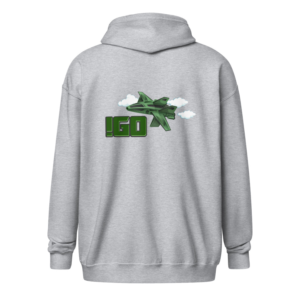 “IGO Fly Gear Front Back” Unisex zip hoodie