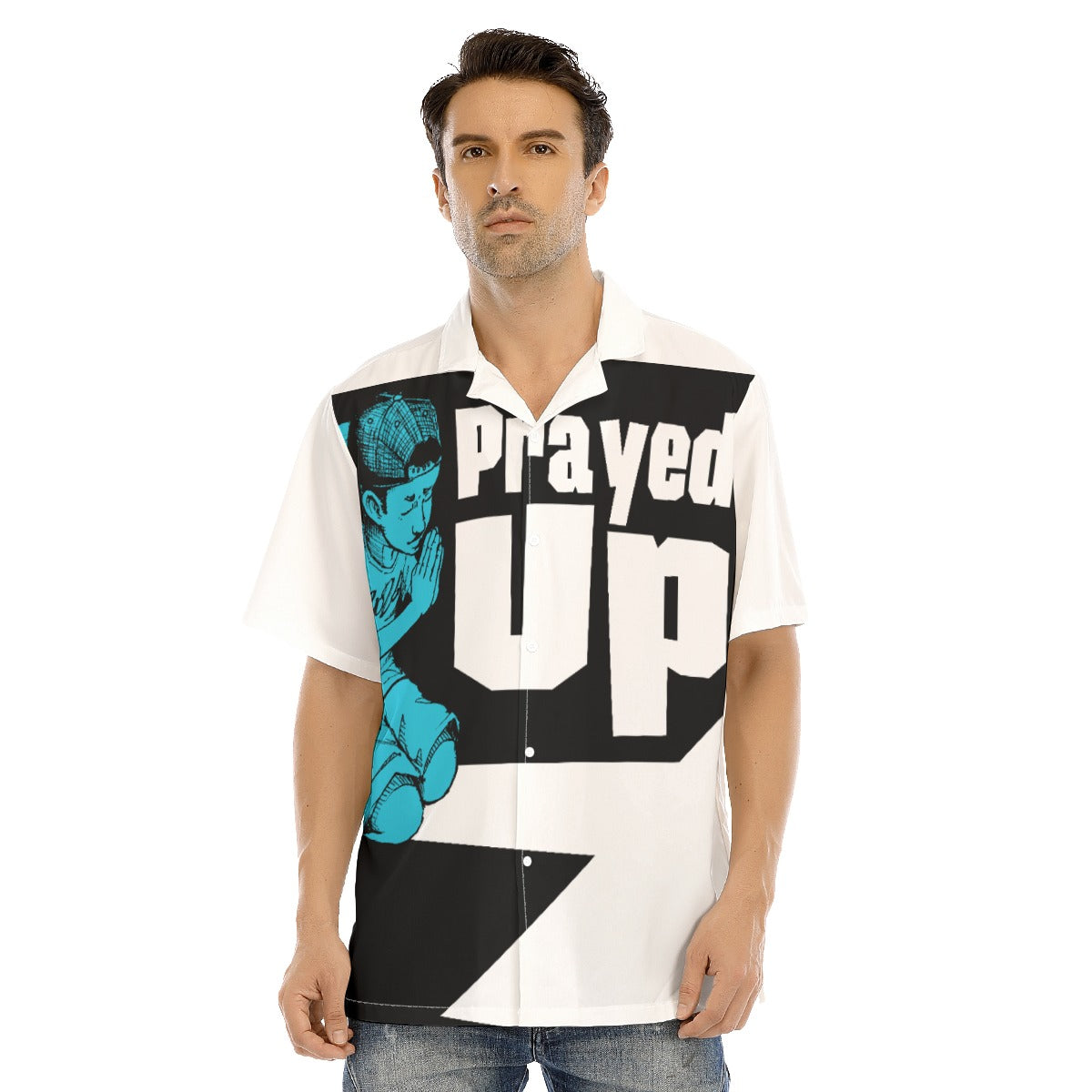 All-Over Print Men's Hawaiian Shirt With Button Closure