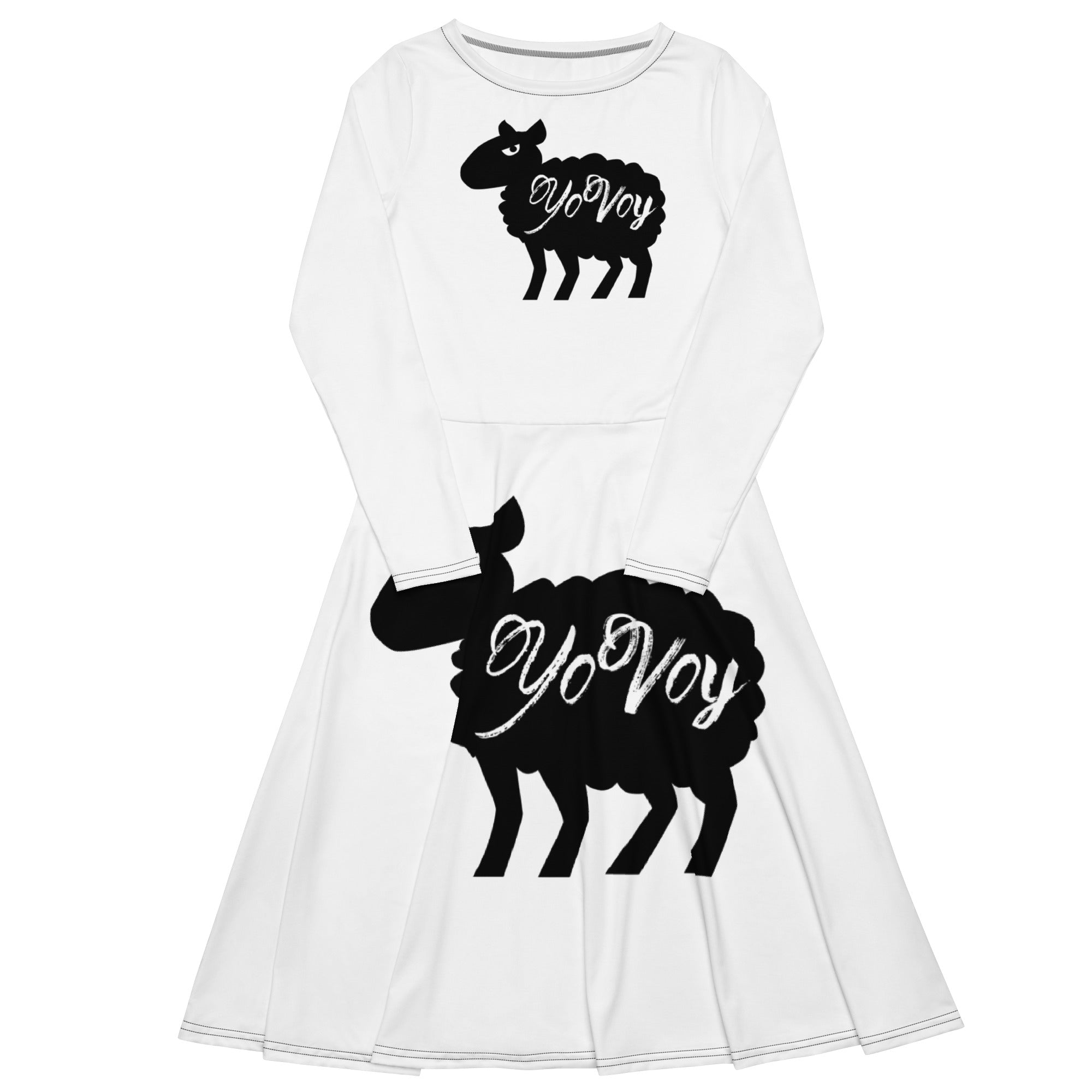 “YOVOY Sheep”  long sleeve midi dress