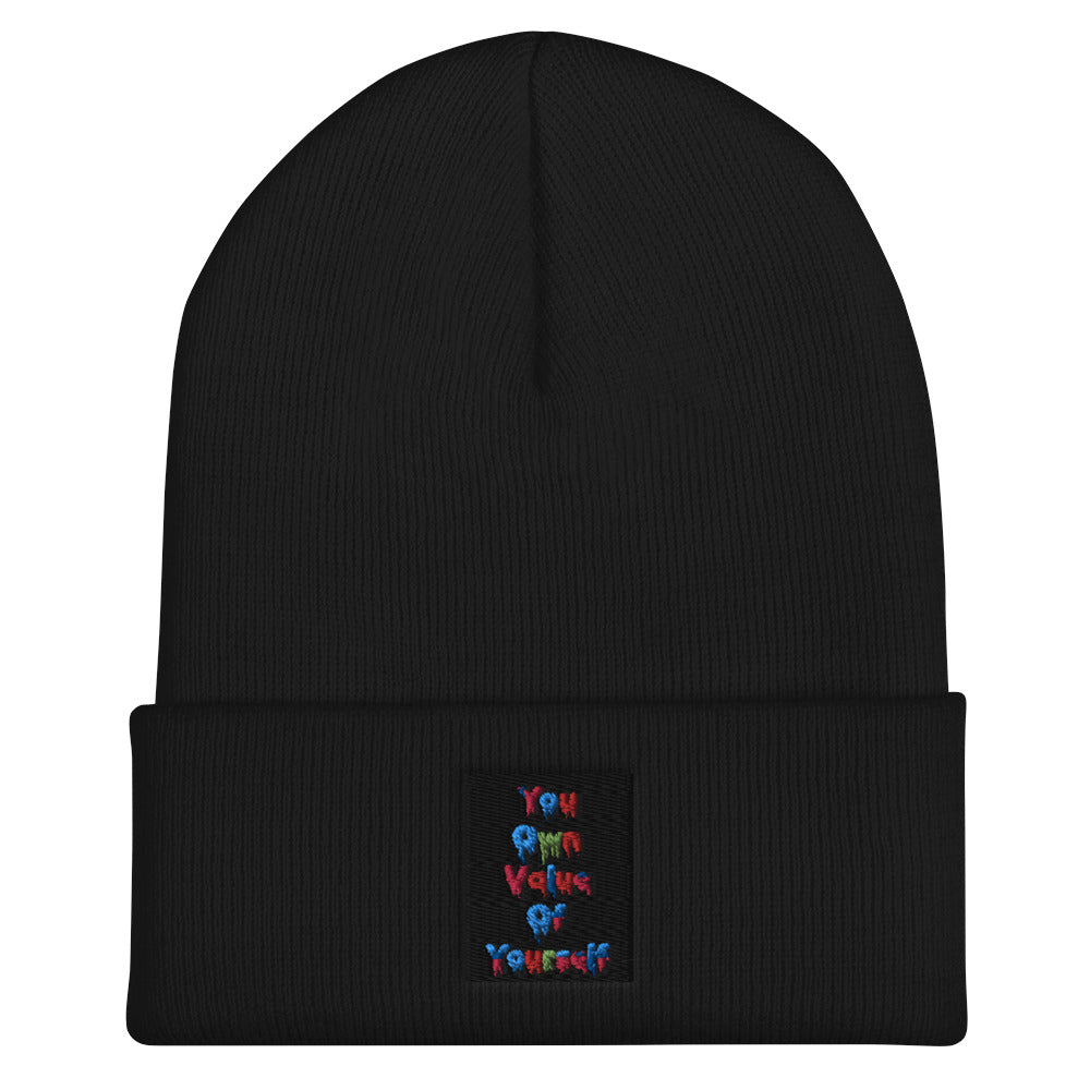 “Colorful YouOwnValue” Cuffed Beanie