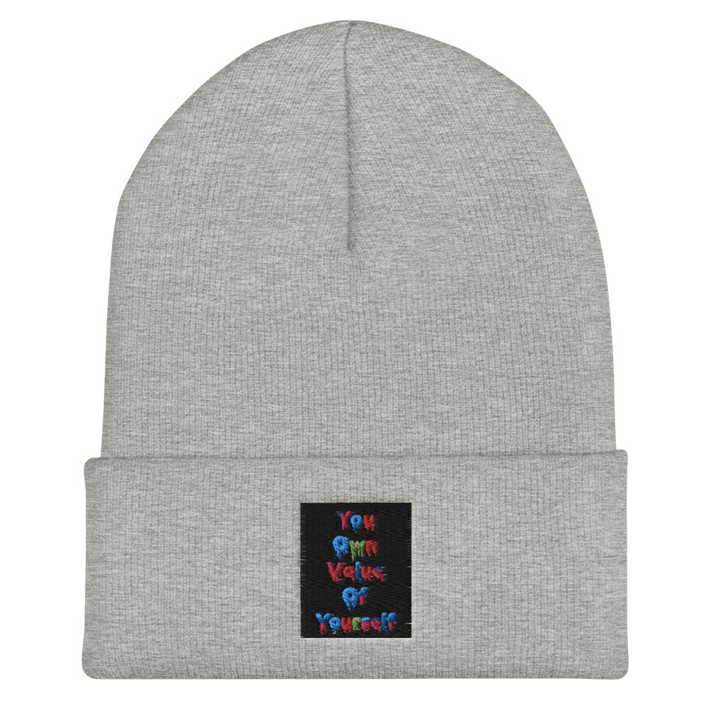 “Colorful YouOwnValue” Cuffed Beanie