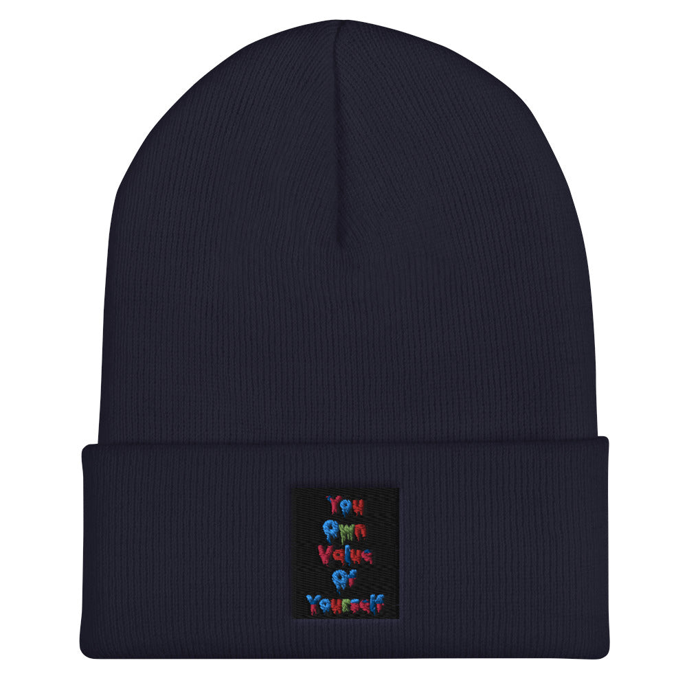 “Colorful YouOwnValue” Cuffed Beanie