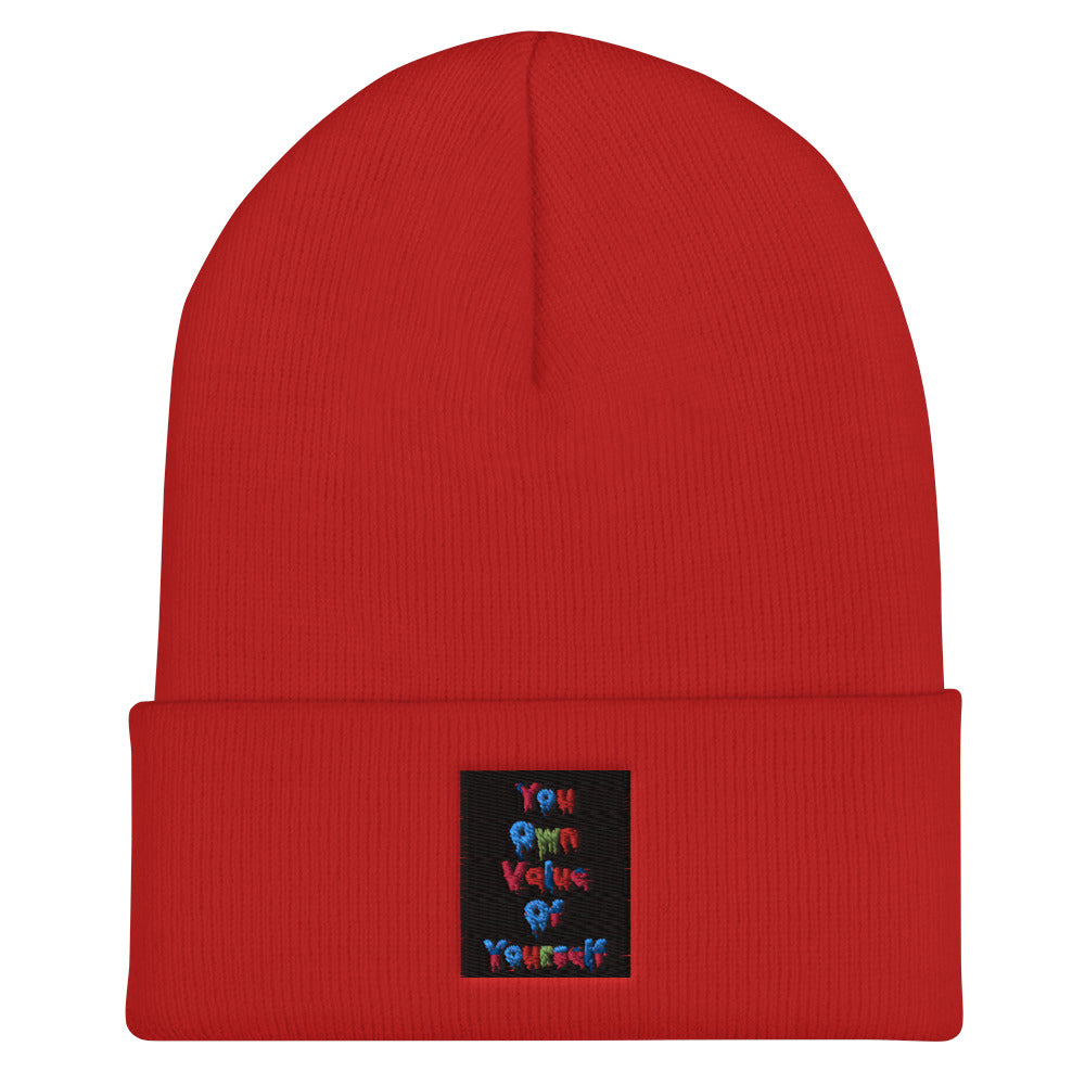 “Colorful YouOwnValue” Cuffed Beanie