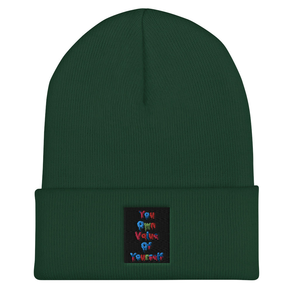 “Colorful YouOwnValue” Cuffed Beanie