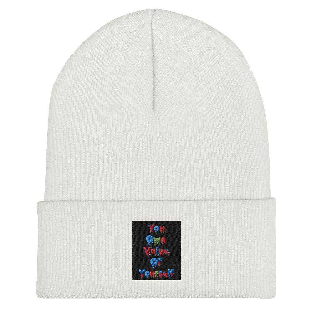 “Colorful YouOwnValue” Cuffed Beanie