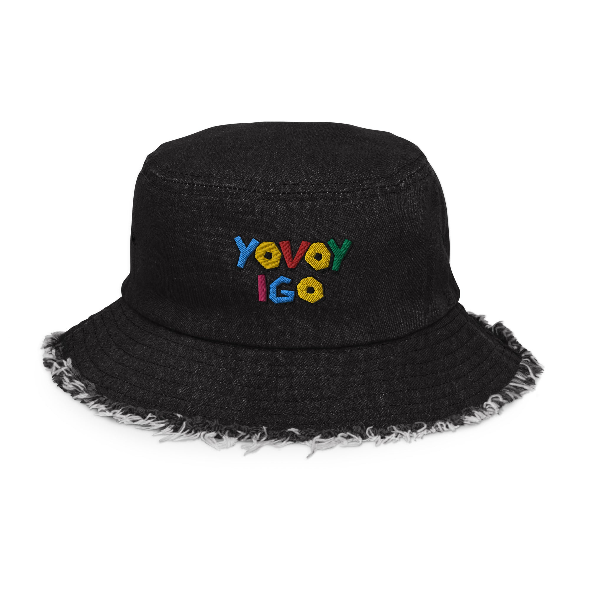 “YOVOY IGO” Distressed denim bucket hat