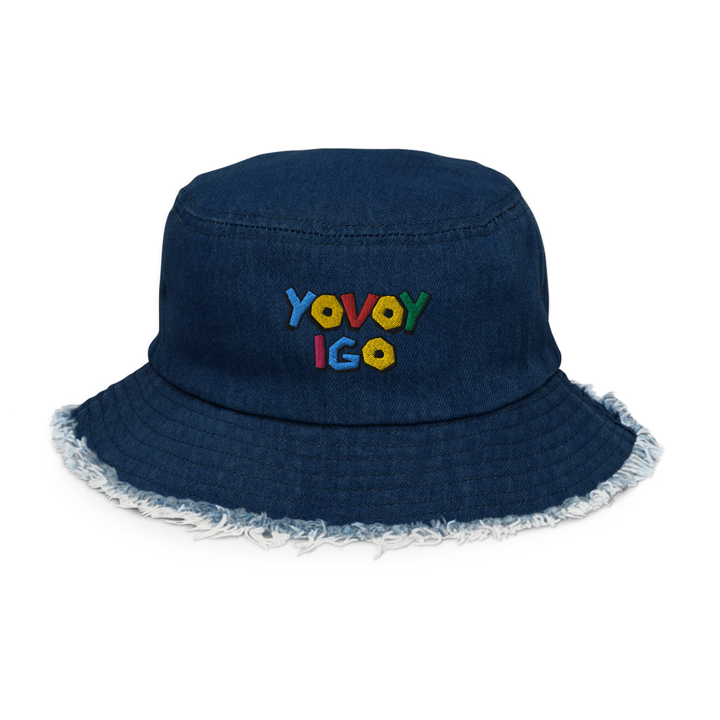 “YOVOY IGO” Distressed denim bucket hat