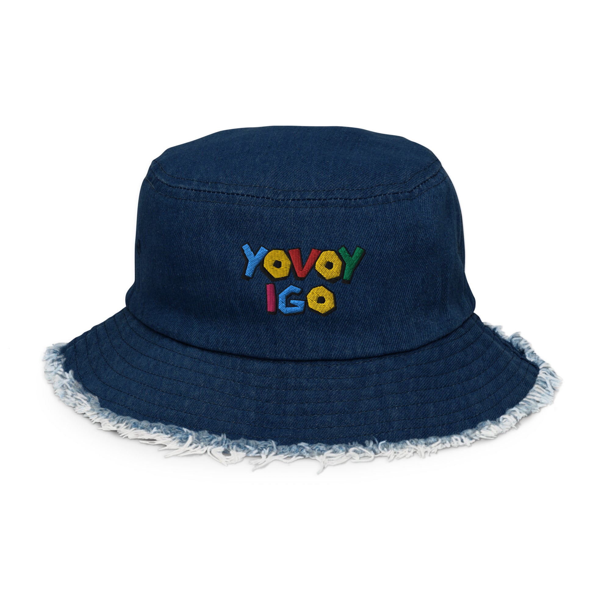 “YOVOY IGO” Distressed denim bucket hat