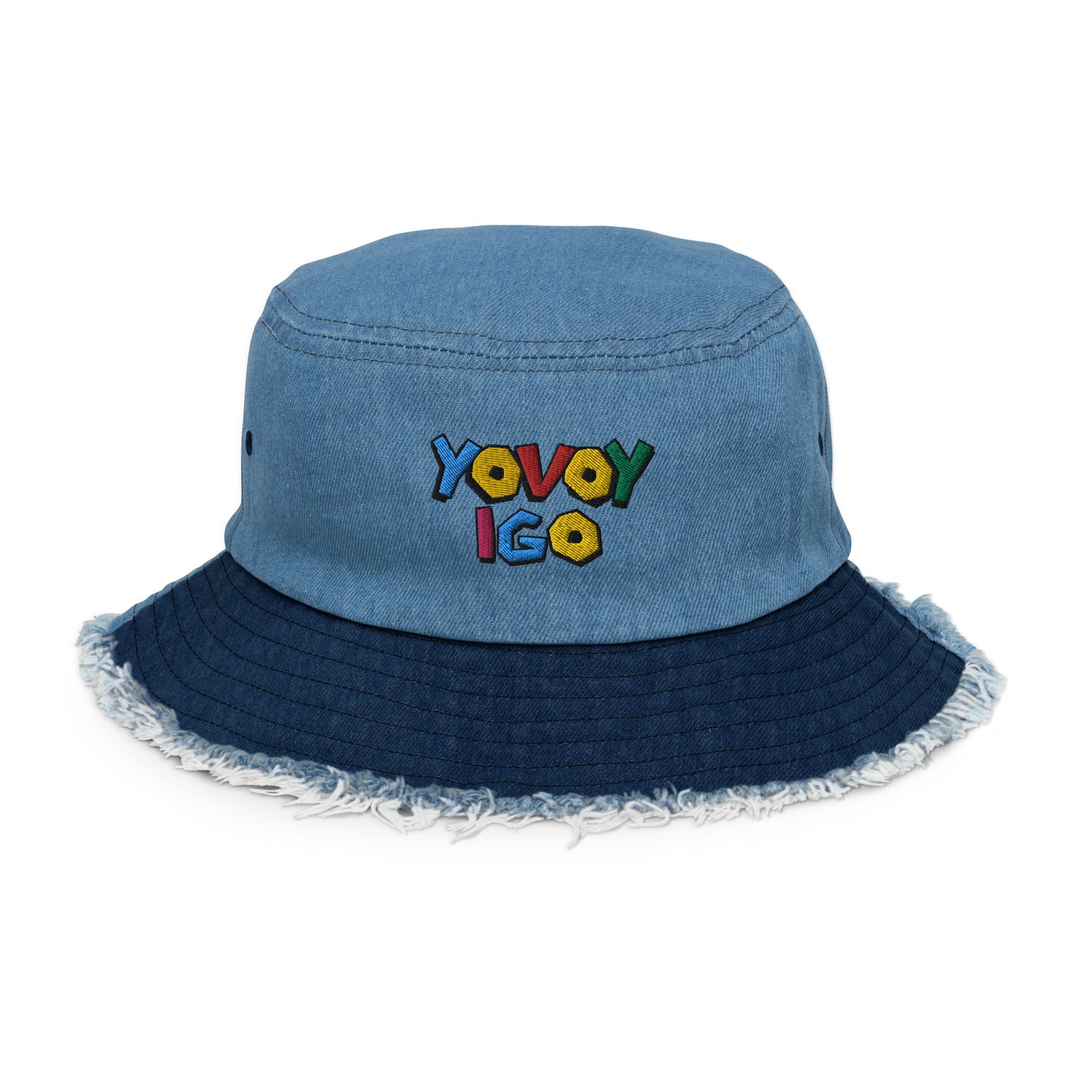 “YOVOY IGO” Distressed denim bucket hat