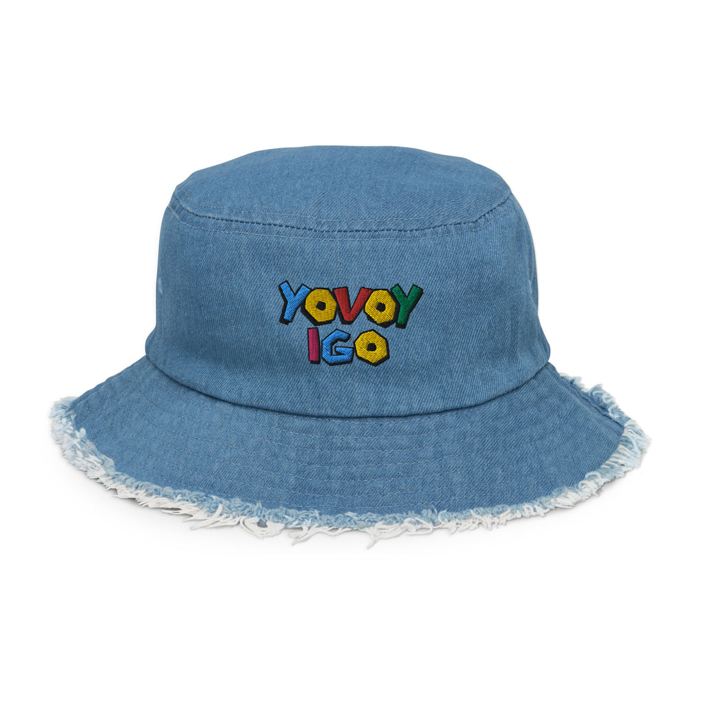 “YOVOY IGO” Distressed denim bucket hat