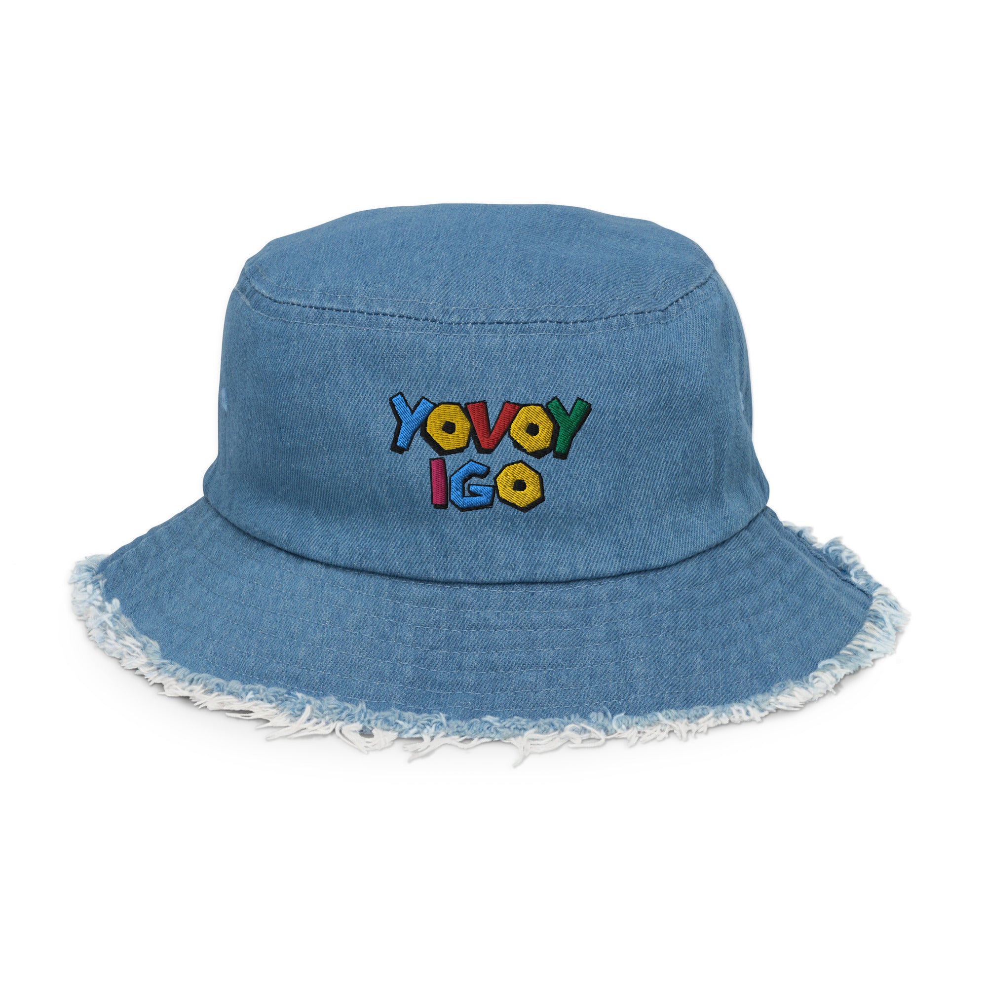 “YOVOY IGO” Distressed denim bucket hat