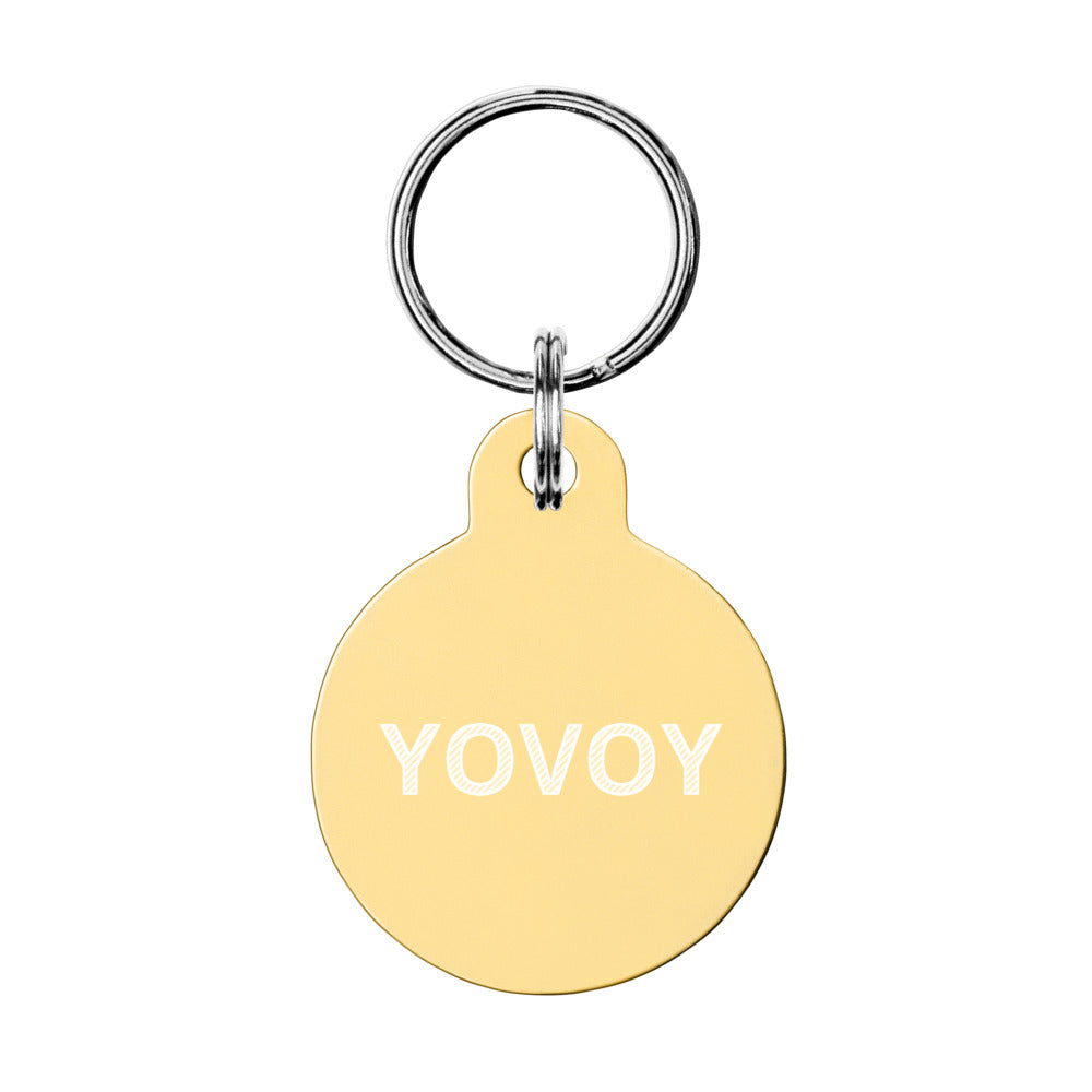 Engraved pet ID “YOVOY” tag