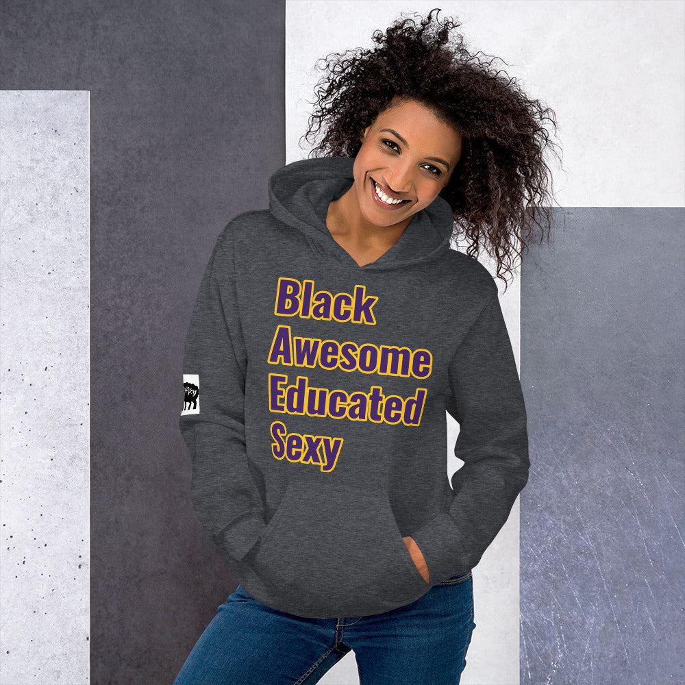 Unisex “Black, Awesome, Educated, Sexy”Hoodie