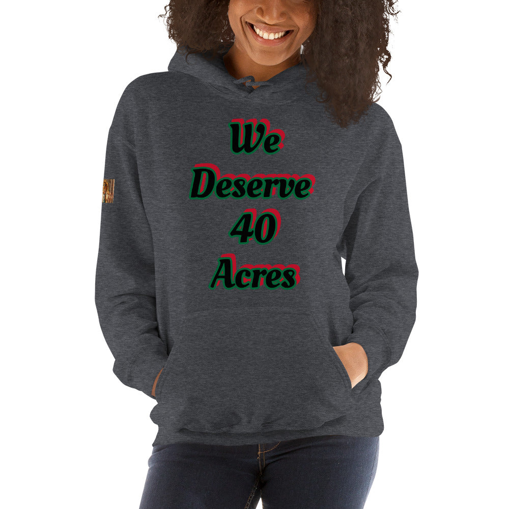 Unisex “We deserve 40 acres” Hoodie