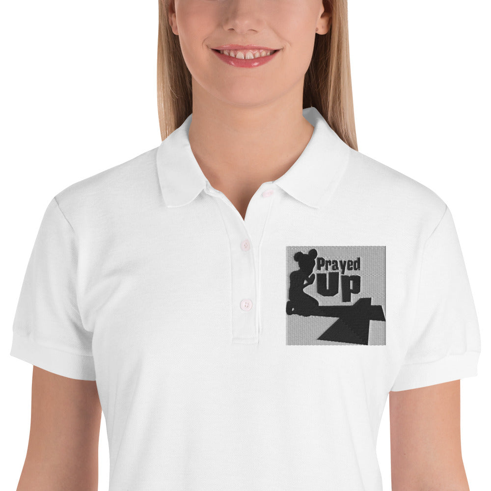 Embroidered “Prayed Up”  Women's Polo Shirt