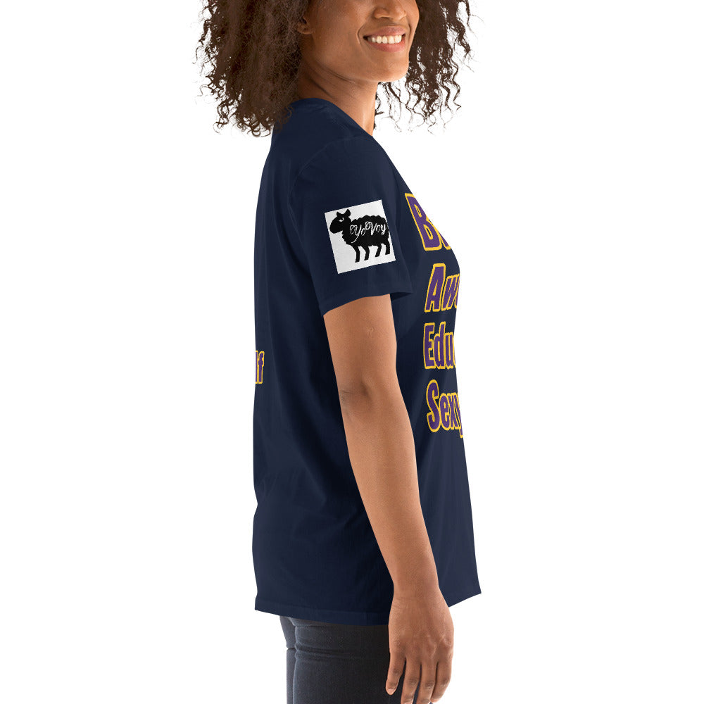 Short-Sleeve Unisex Black,Awesome,Educated,Sexy” T-Shirt