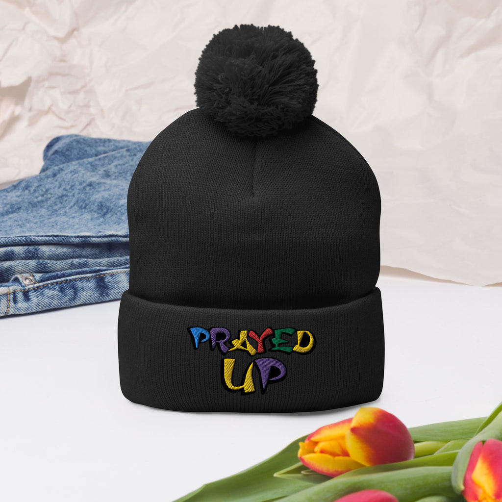 “PrayedUp” Pom-Pom Beanie