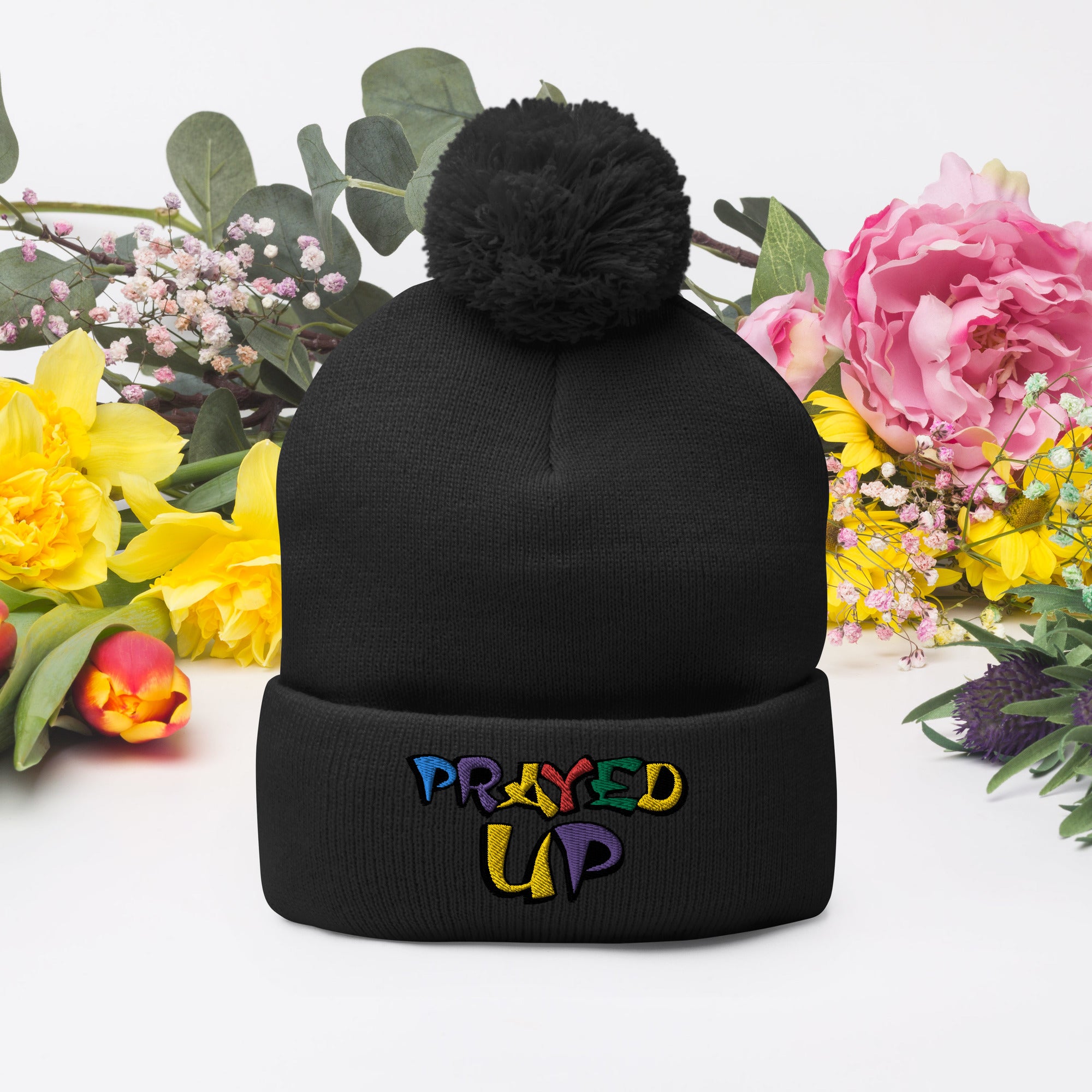 “PrayedUp” Pom-Pom Beanie