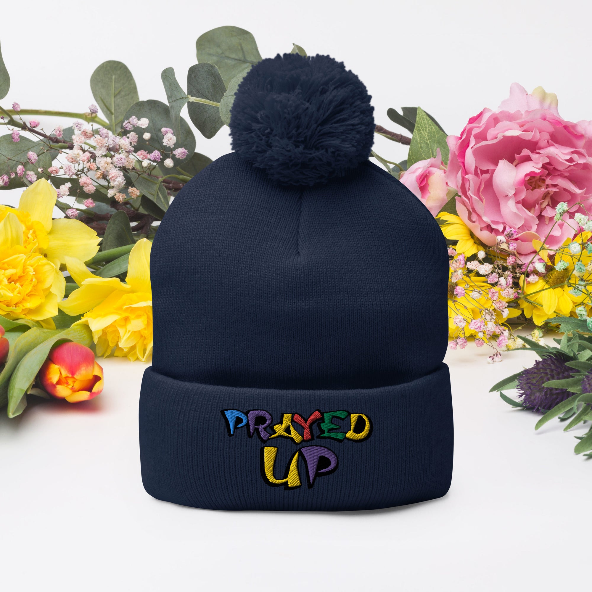 “PrayedUp” Pom-Pom Beanie