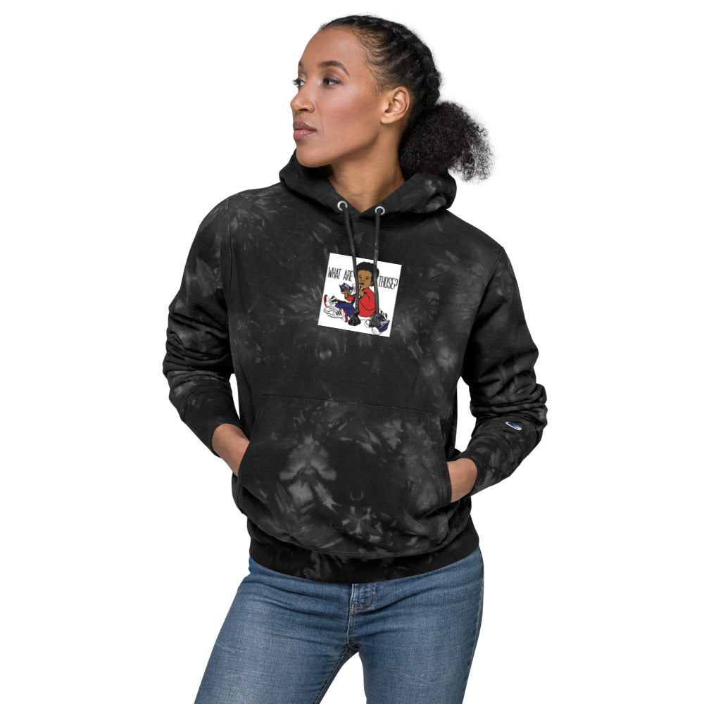 Unisex Champion “WhatAreThose” tie-dye hoodie