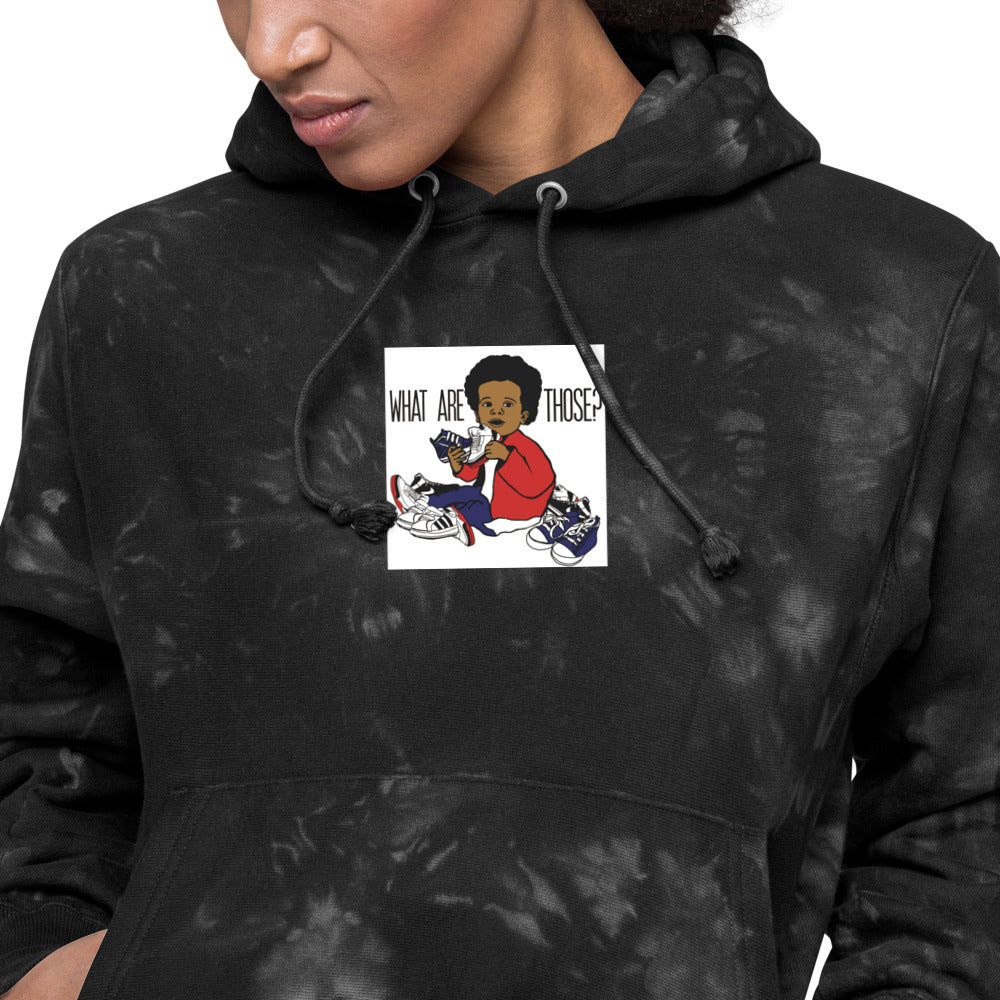 Unisex Champion “WhatAreThose” tie-dye hoodie