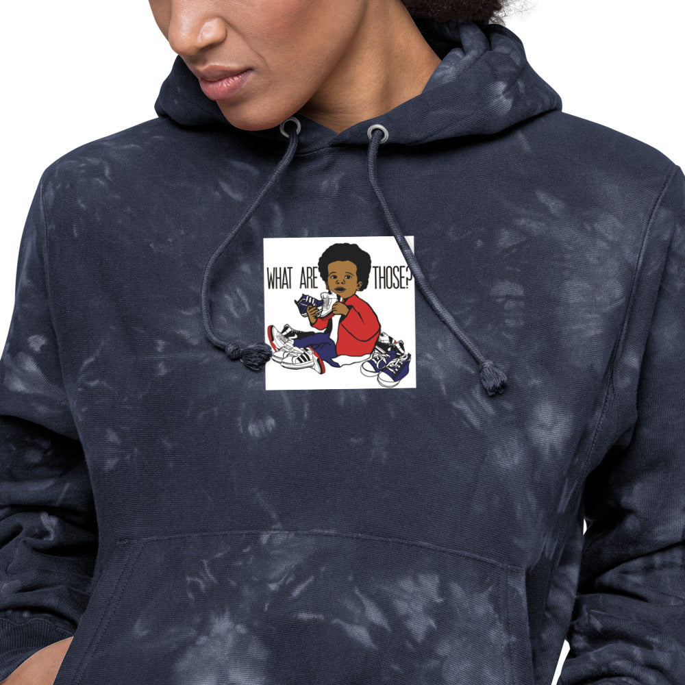 Unisex Champion “WhatAreThose” tie-dye hoodie