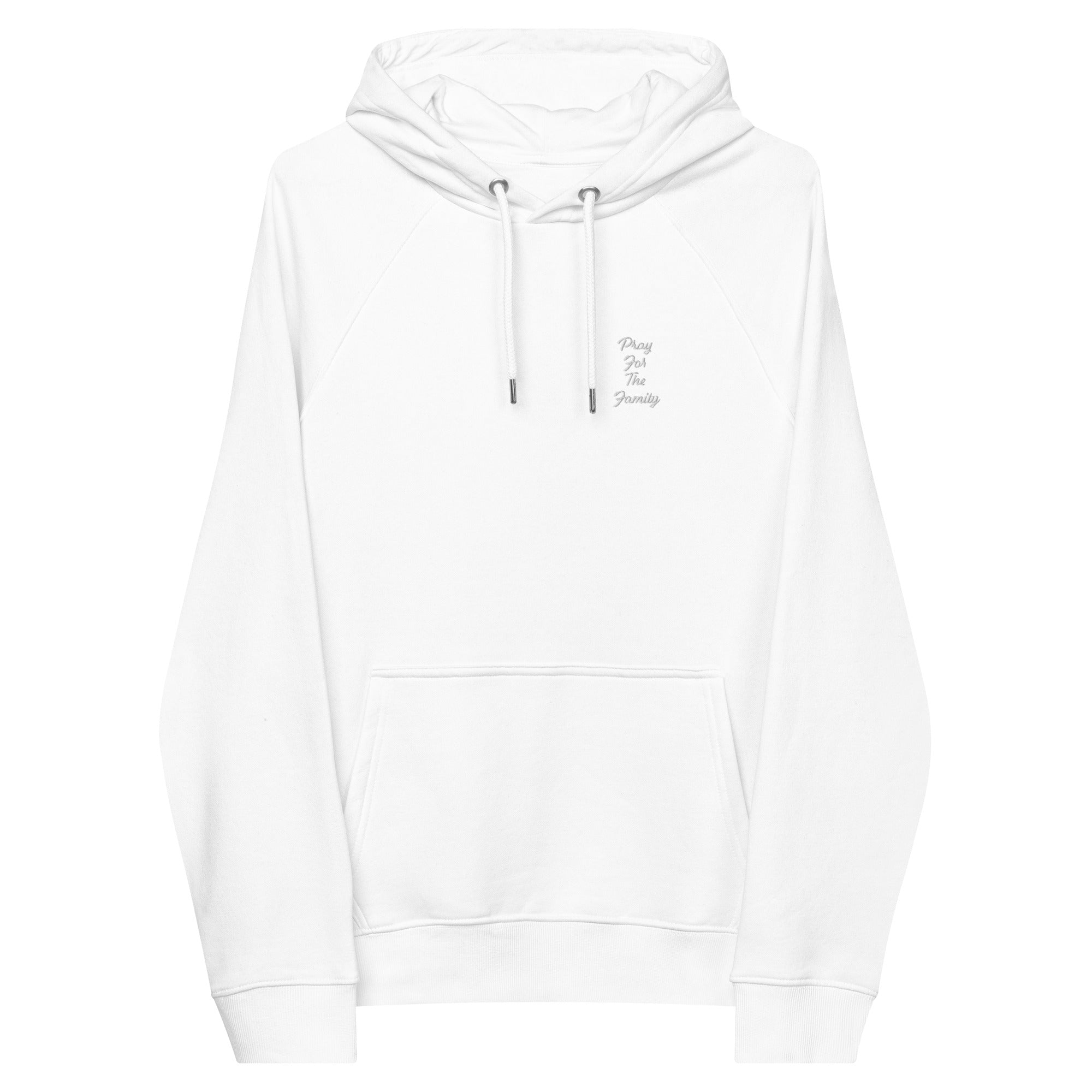 “Pray for the family” Unisex eco raglan hoodie