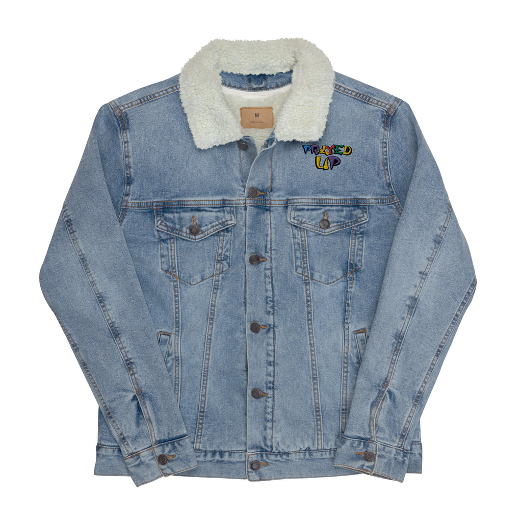 “PrayedUp” Unisex denim sherpa jacket